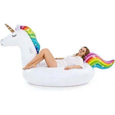 HeyGo 102" x 43" x 55" Unicorn Pool Float - Large Inflatable Ride-On Raft with Fast Valves for Kids & Adults, Perfect for Beach Parties! | Target