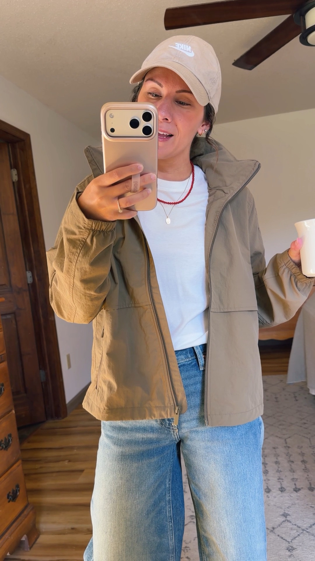 xs in my tee (also linked a more affordable one I own and love that’s also 100% cotton!) small in my jacket (it’s the Praline color which leans green or brown/tan depending on the lighting!) my Gap jeans are size 24 short/petite and my Birkenstock clogs are size 36.

#LTKPetite #LTKSeasonal #LTKootd