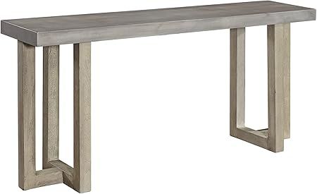 Signature Design by Ashley Lockthorne Mango Wood Console Sofa Table with Faux Concrete Top, Gray | Amazon (US)