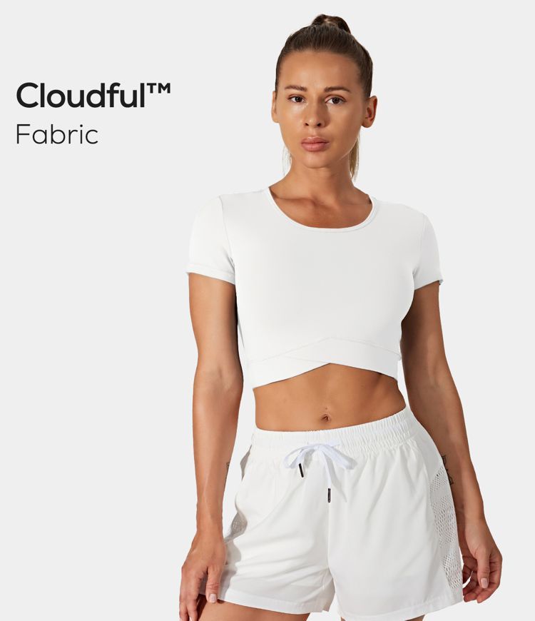 Women’s Cloudful™ Fabric Crossover Hem Cropped Sports Top - HALARA | HALARA