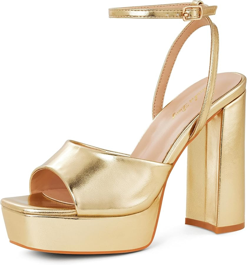 Elisabet Tang Chunky Heeled Platform Sandals for Women,4.7 Inch Block Heels with Open Toe Ankle S... | Amazon (US)