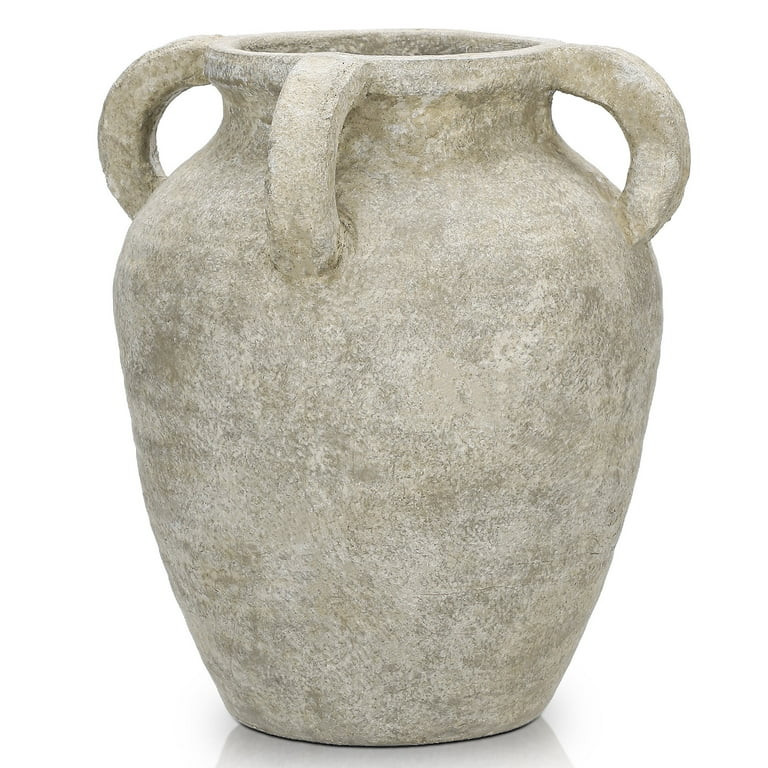 9.8" Handmade Terracotta Vase Vintage Ceramic vase Rustic Stoneware Decorative with 4 HandlesMatt... | Walmart (US)