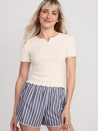 Split-Neck Pointelle-Knit Pajama T-Shirt for Women | Old Navy (US)