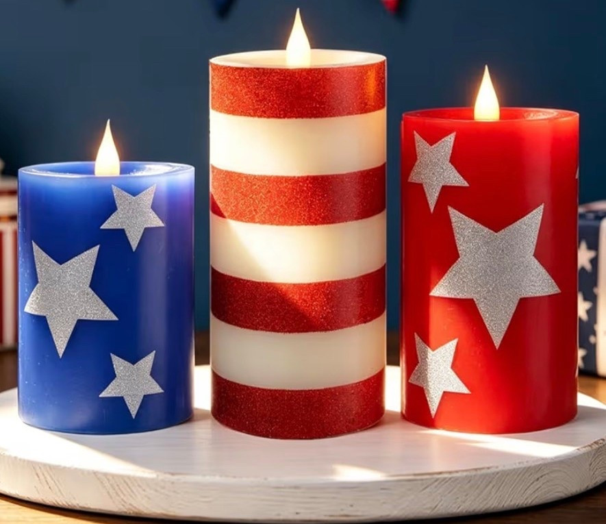 Flameless Candles
Patriotic 
Americana 
Memorial Day
July 4th

#LTKHome #LTKSeasonal