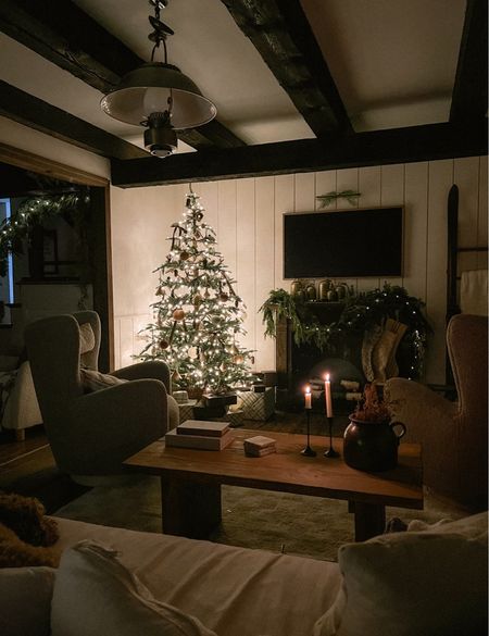 Cozy cabin Christmas living room decor 

#LTKSeasonal #LTKhome #LTKHoliday