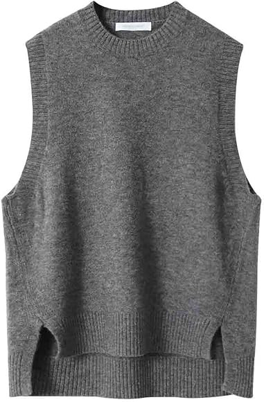 Dawwoti Women Knitted Sleeveless Jumpers High Neck Sweater Vest Crew Neck Side Split Sweatshirt f... | Amazon (UK)