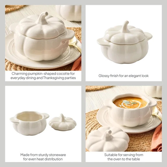 Better Homes & Gardens 8 oz Cream Figural Pumpkin Stoneware Cocotte with Lid | Walmart (US)