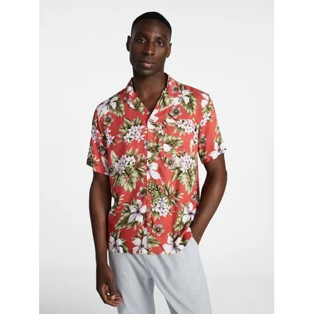 George Men s Printed Camp Shirt with Short Sleeves Sizes S-3XLT | Walmart (US)
