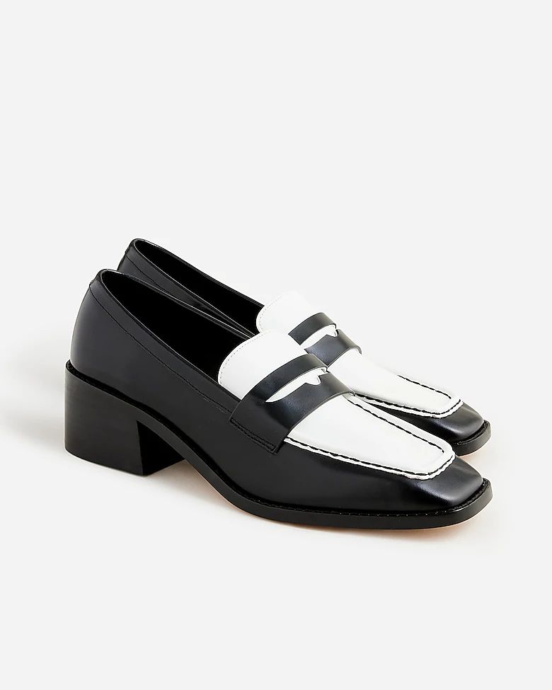 Addison stacked-heel loafers in colorblock leather | J.Crew US