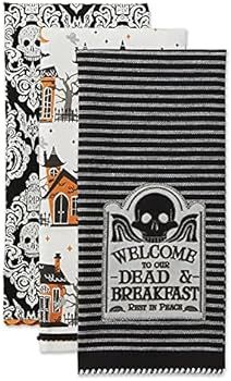 DII Happy Halloween Dishtowel Collection Embellished Cotton Kitchen Hand Towel Set, 18x28, Skull ... | Amazon (US)