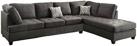 Poundex Bobkona Kemen Linen-Like Polyfabric Left or Right Chaise 2Piece SECTIONAL in Ash Grey | Amazon (US)