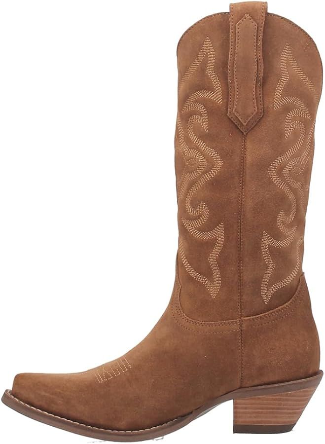 Dingo Womens Out West Embroidered Snip Toe Casual Boots Knee High Mid Heel 2-3" - White | Amazon (US)