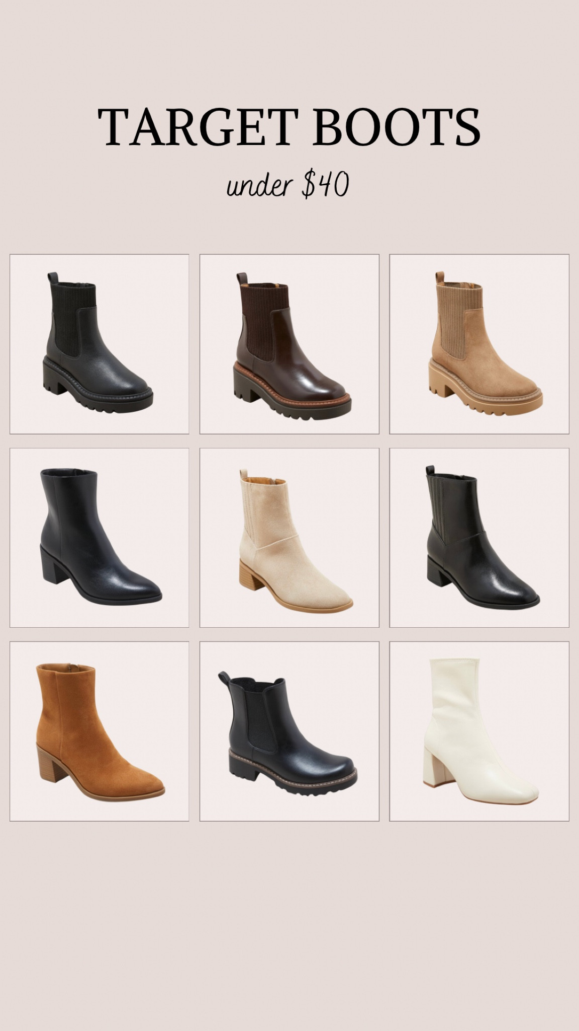 New Target boots for fall 🍂🍁 under $40

#LTKShoeCrush #LTKFindsUnder100 #LTKFindsUnder50