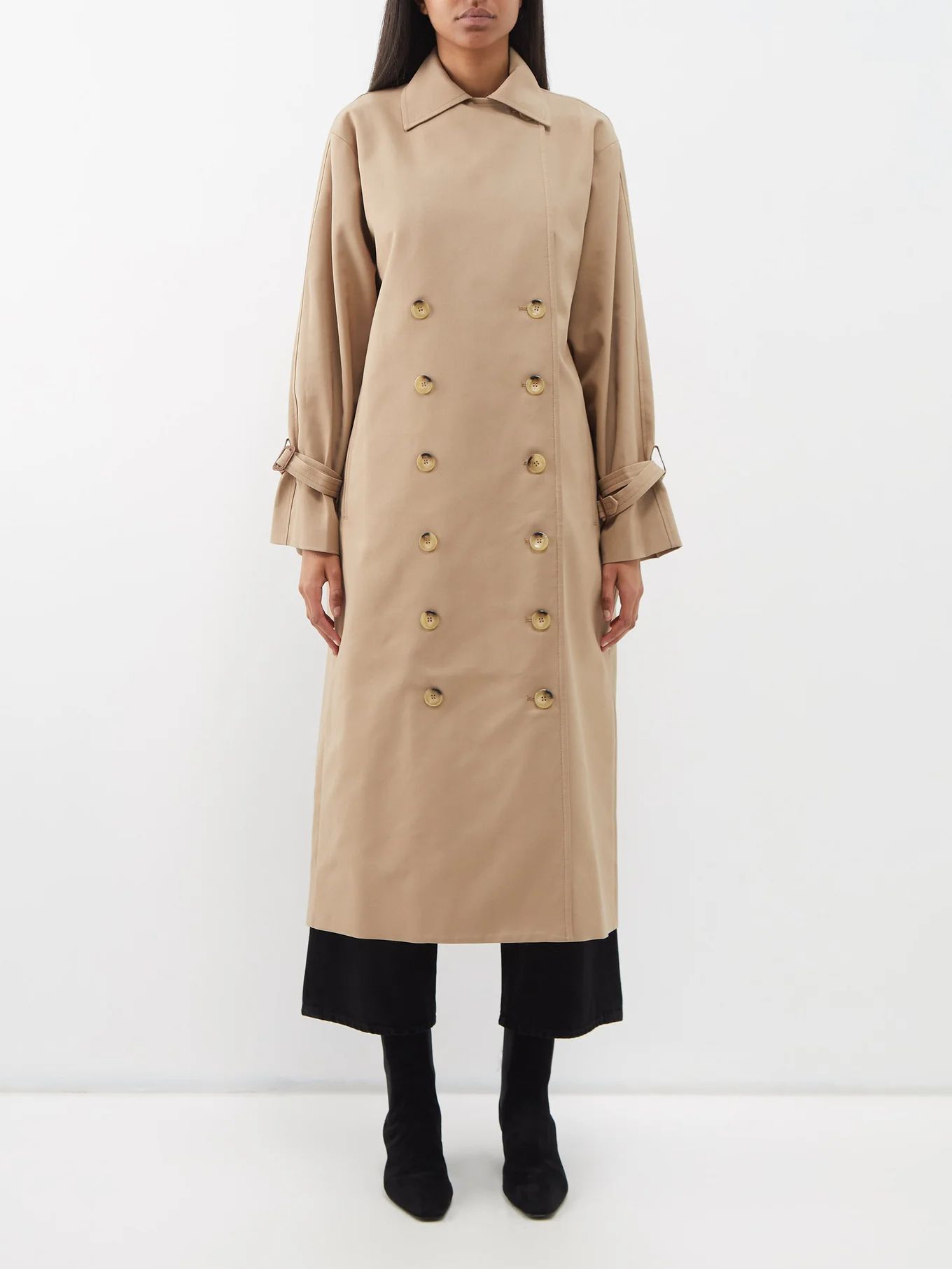Double-breasted cotton-blend gabardine trench coat | Matches (UK)