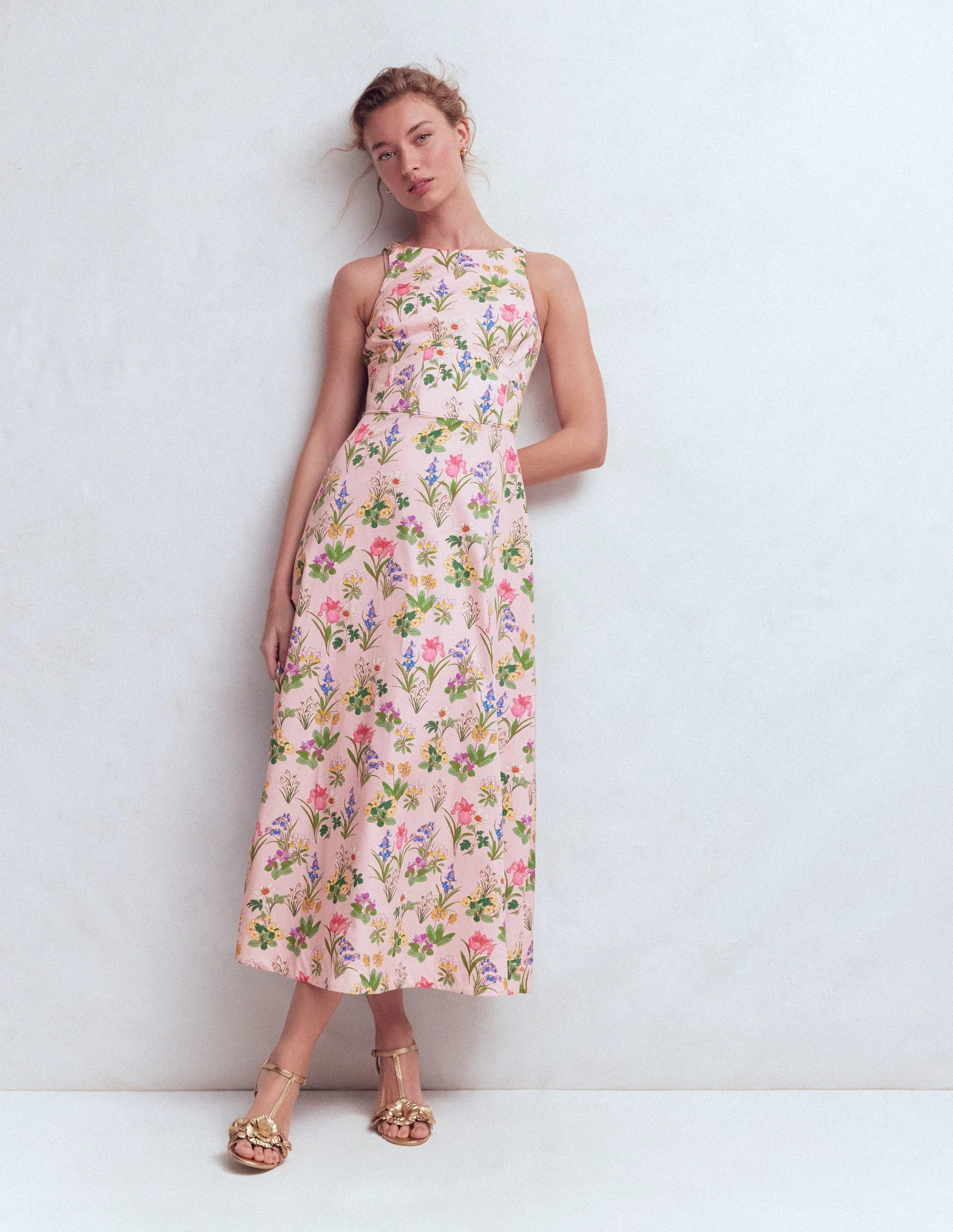 Silvia Boned Bodice Maxi Dress-French Pink, Delicate Blossom | Boden (US)