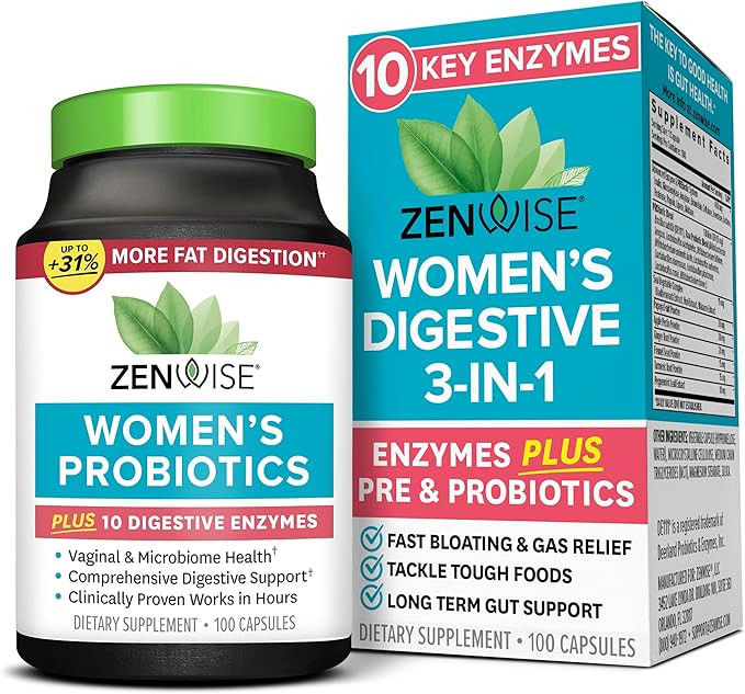 Zenwise Health Probiotics for Women - Digestive Enzymes for Bloating Relief, Vaginal Health, and ... | Amazon (US)
