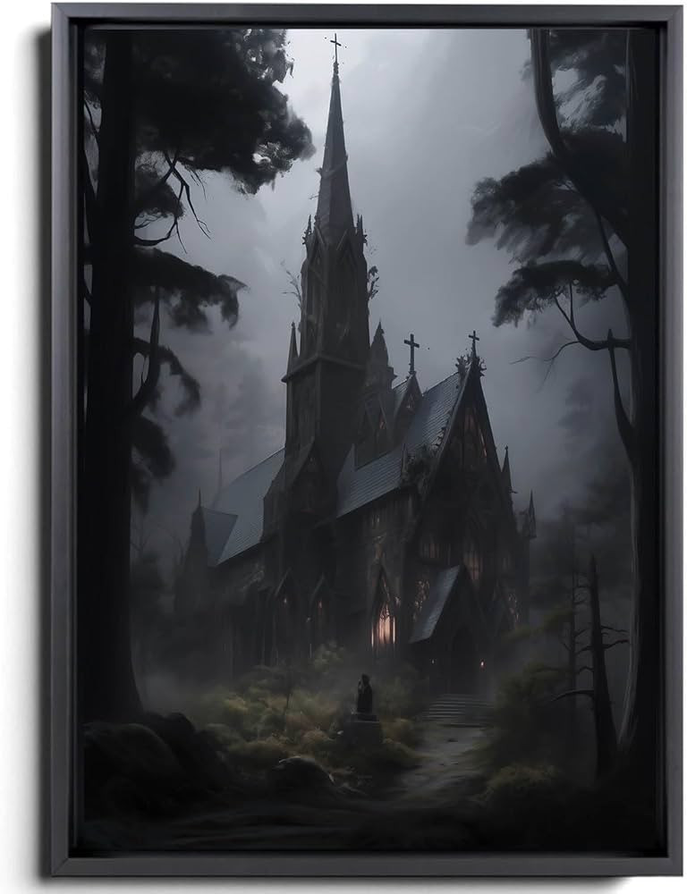JCSMHVLA Gothic Forest Canvas Wall Art Bedroom Dark Forest Wall Art Gothic Forest Landscape Pictu... | Amazon (US)