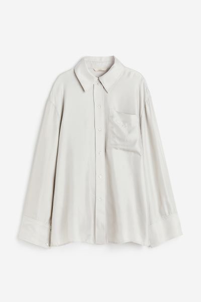 Silk-blend Twill Shirt - Light beige - Ladies | H&M US | H&M (US + CA)