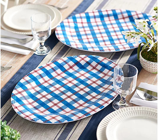 Set of (2) Melamine Hammered Finish Platters by Valerie - QVC.com | QVC