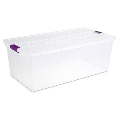 Sterilite 110qt Clear View Storage Bin with Latch Purple | Target