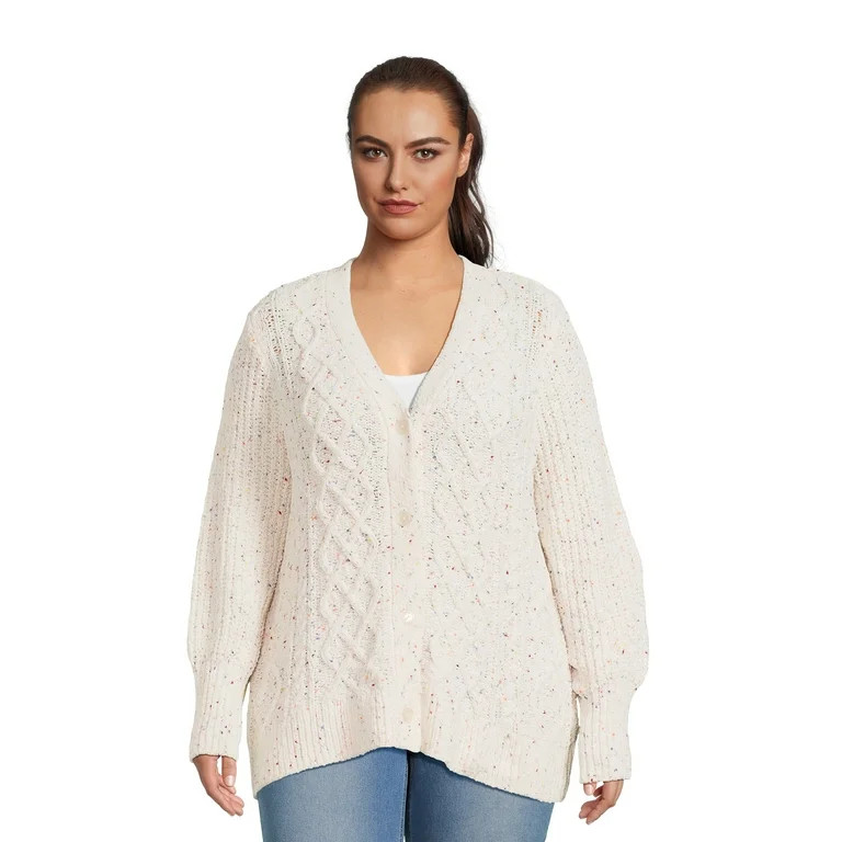 Terra & Sky Women's Plus Size Button Front Chenille Cardigan | Walmart (US)