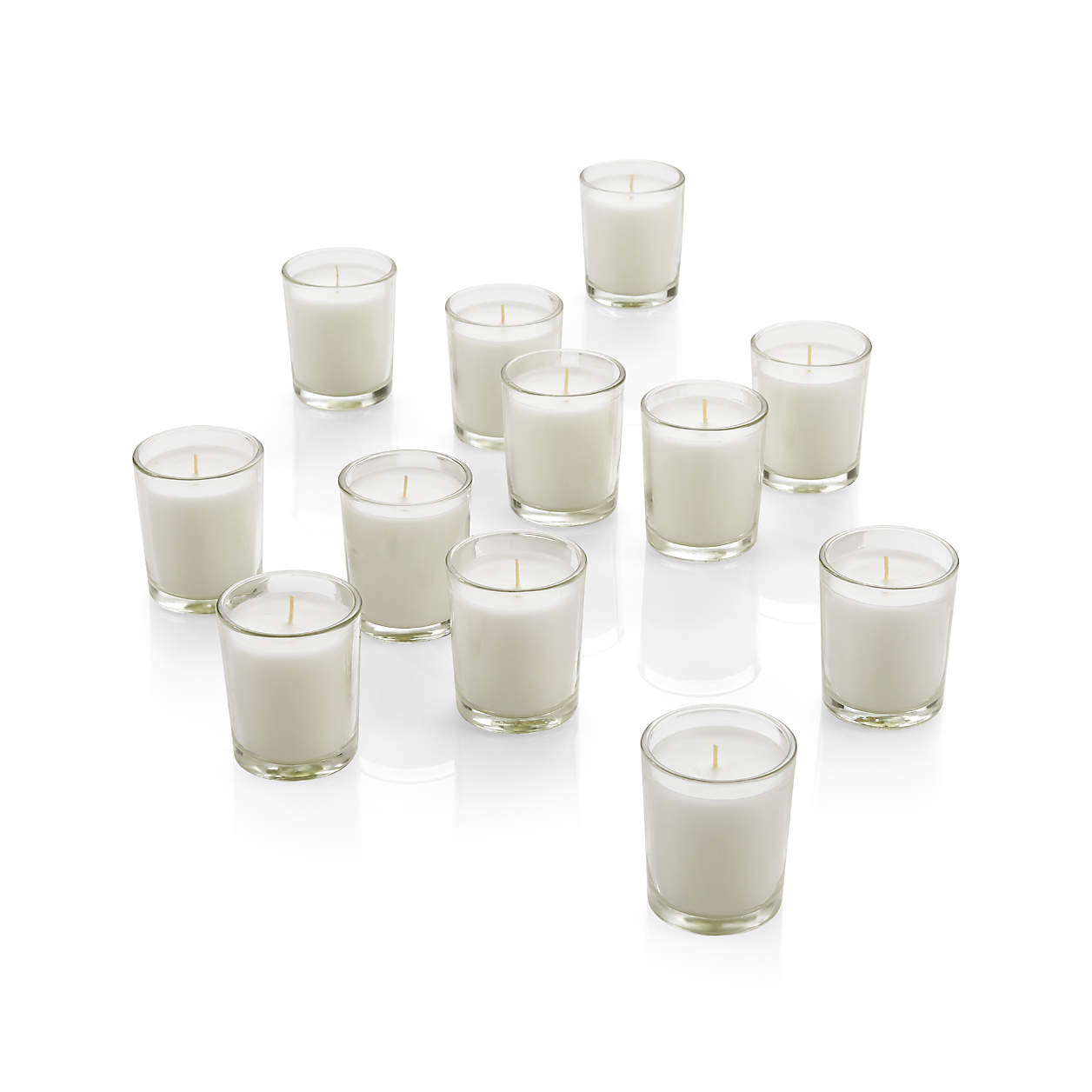 White Glass Votive Candles, Set of 12 + Reviews | Crate and Barrel | Crate & Barrel