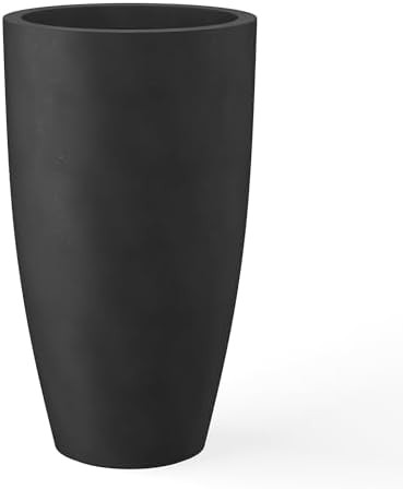 Kante 23.6" H Black Finish Concrete Tall Planters Large Outdoor Indoor Decorative Plant Pots with... | Amazon (US)