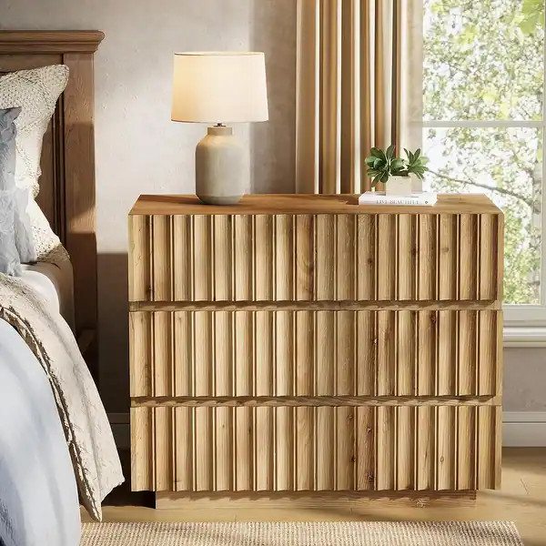 Oversized Solid Wood Nightstand with Drawers, 31.5" Night Stand Side Table Bedside Table End Tabl... | Bed Bath & Beyond