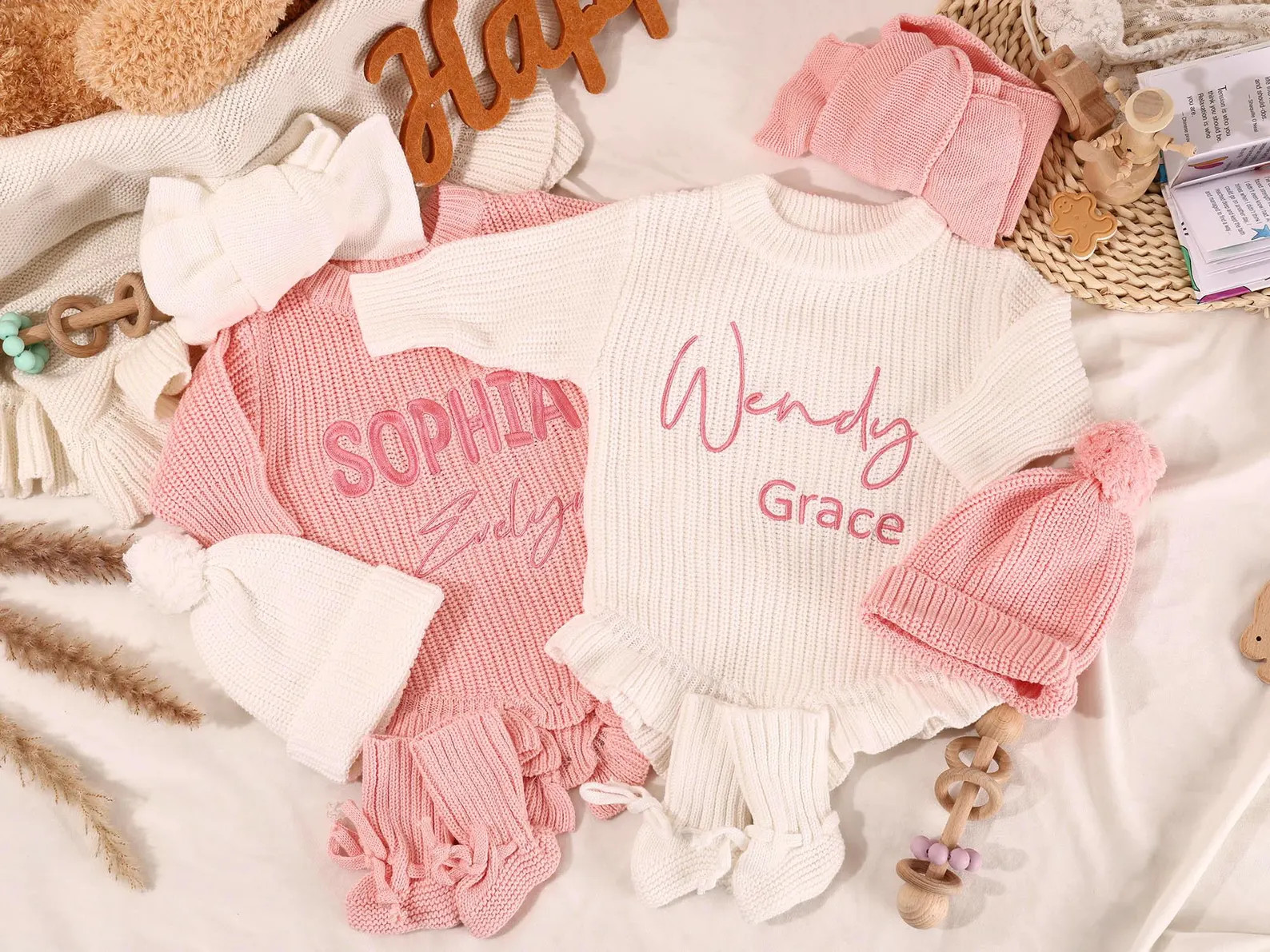 Personalized Embroidered Baby Ruffle Romper, Knitted Infant Name Newborn Romper | Etsy (Global)