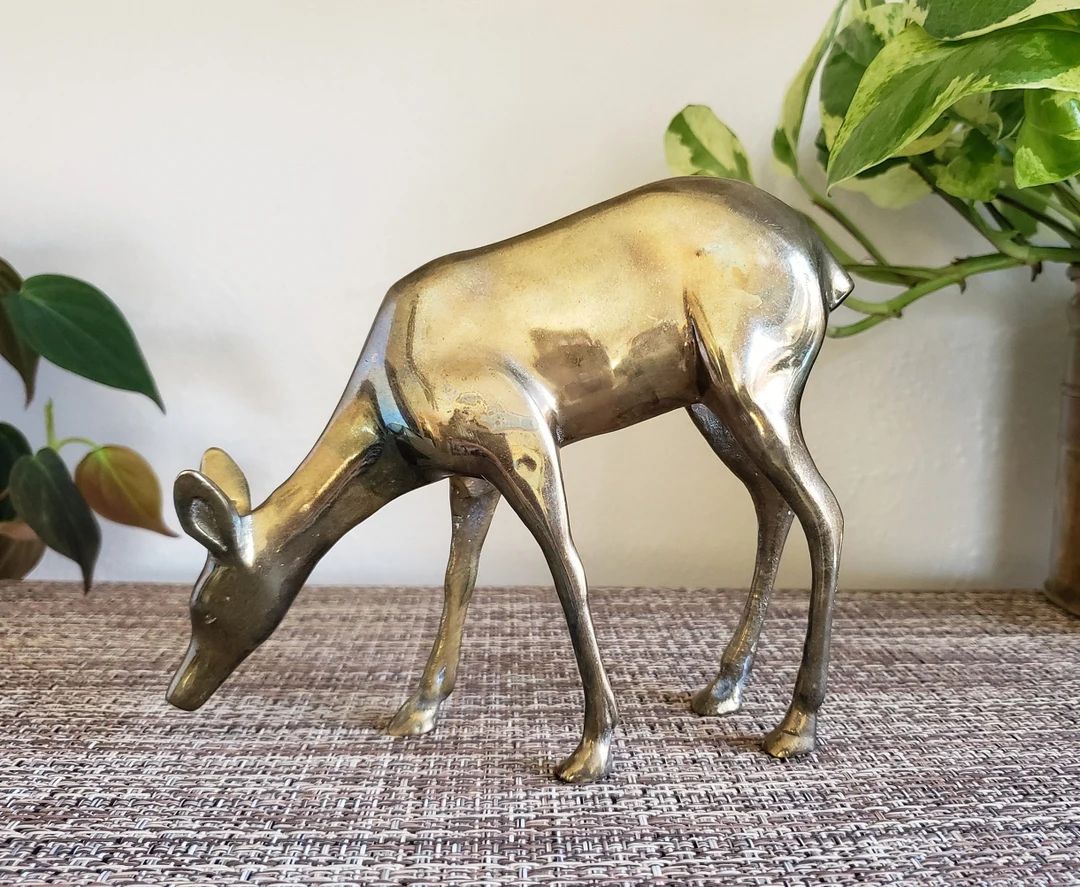 Vintage Grazing Doe Brass Figurine Brass Deer Figurine - Etsy | Etsy (US)