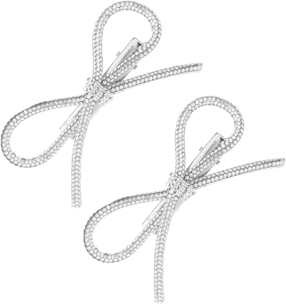 2 Pcs Rhinestone Hair Bows Cute Bling Bowknot Clip Crystal Glitter Hair Piece Barrettes Bowknot P... | Amazon (US)