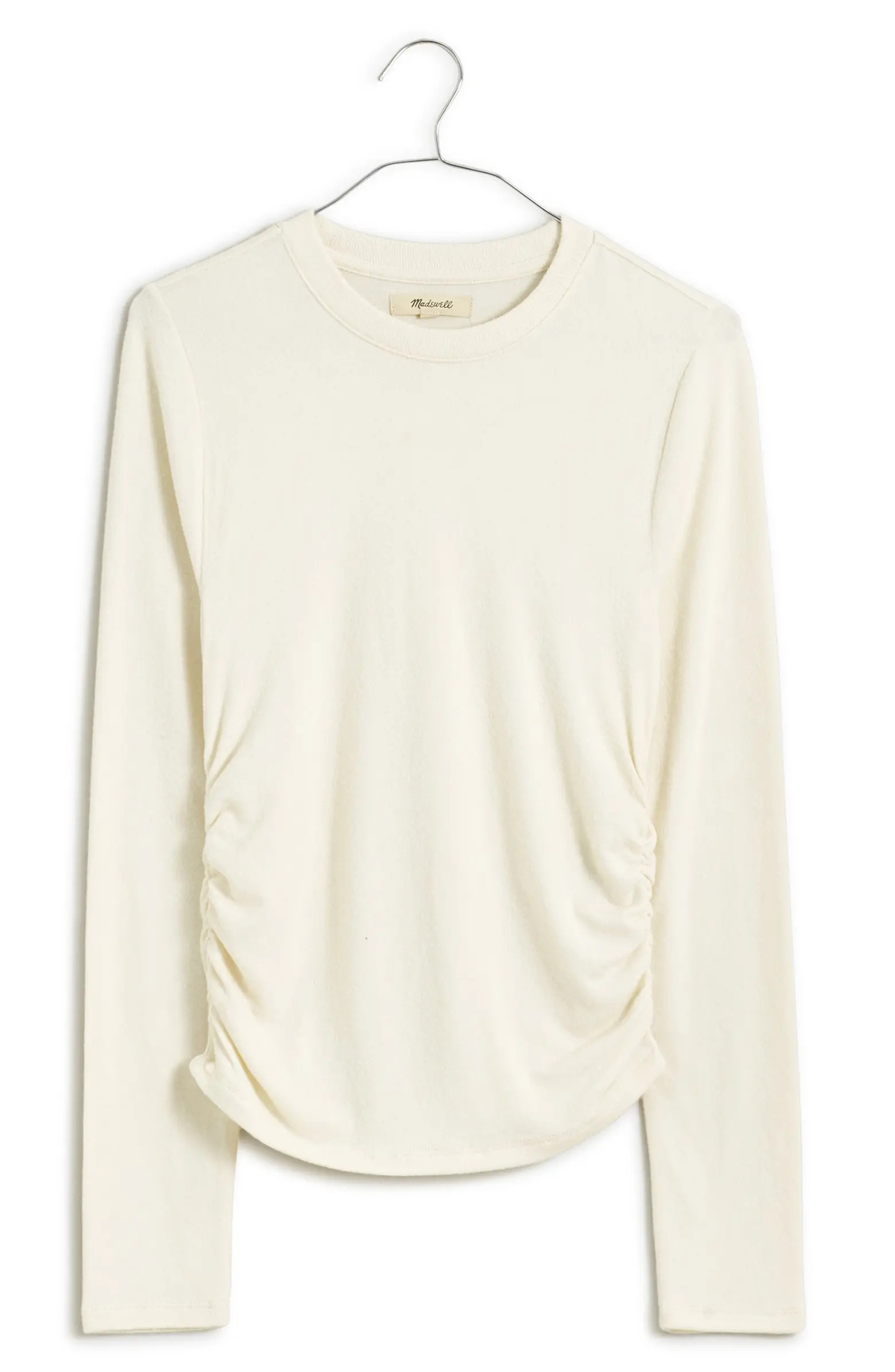 Madewell Long Sleeve Ruched Brushed Jersey Top | Nordstrom | Nordstrom