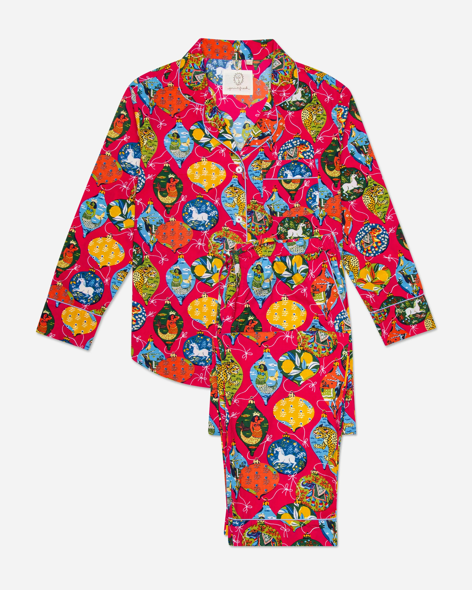 Deck The Halls - Long Sleep Set - Hot Pink | Printfresh