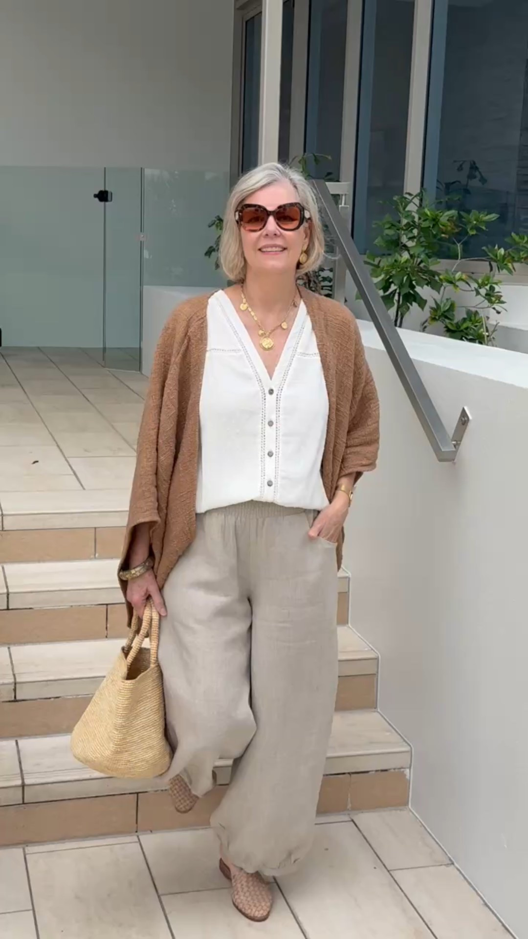 Beautiful French linen @nomad.the.label in soft, earthy tones, perfect for beach days and relaxed living. 

Linda 175cms wears all @nomad.the.label
- Sadhu pants in flax | size 14 (could have sized down)
- Fleetwood top in coconut | size 14 (could have sized down)
- Bloom shrug in desert sand | m/l
#styledwithlinda 

#LTKover50style #LTKaustralia #LTKstyletip
