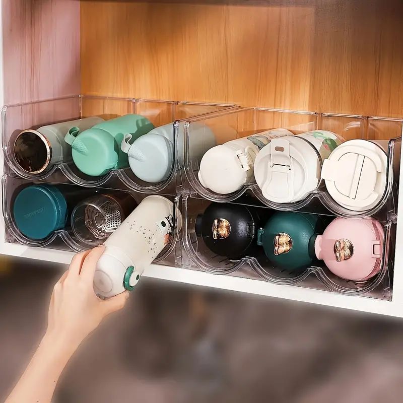 Stackable Water Bottle Organizer: Space-Saving Storage Shelf for Fridge, Cabinet & Travel Mug Cup... | Temu Affiliate Program