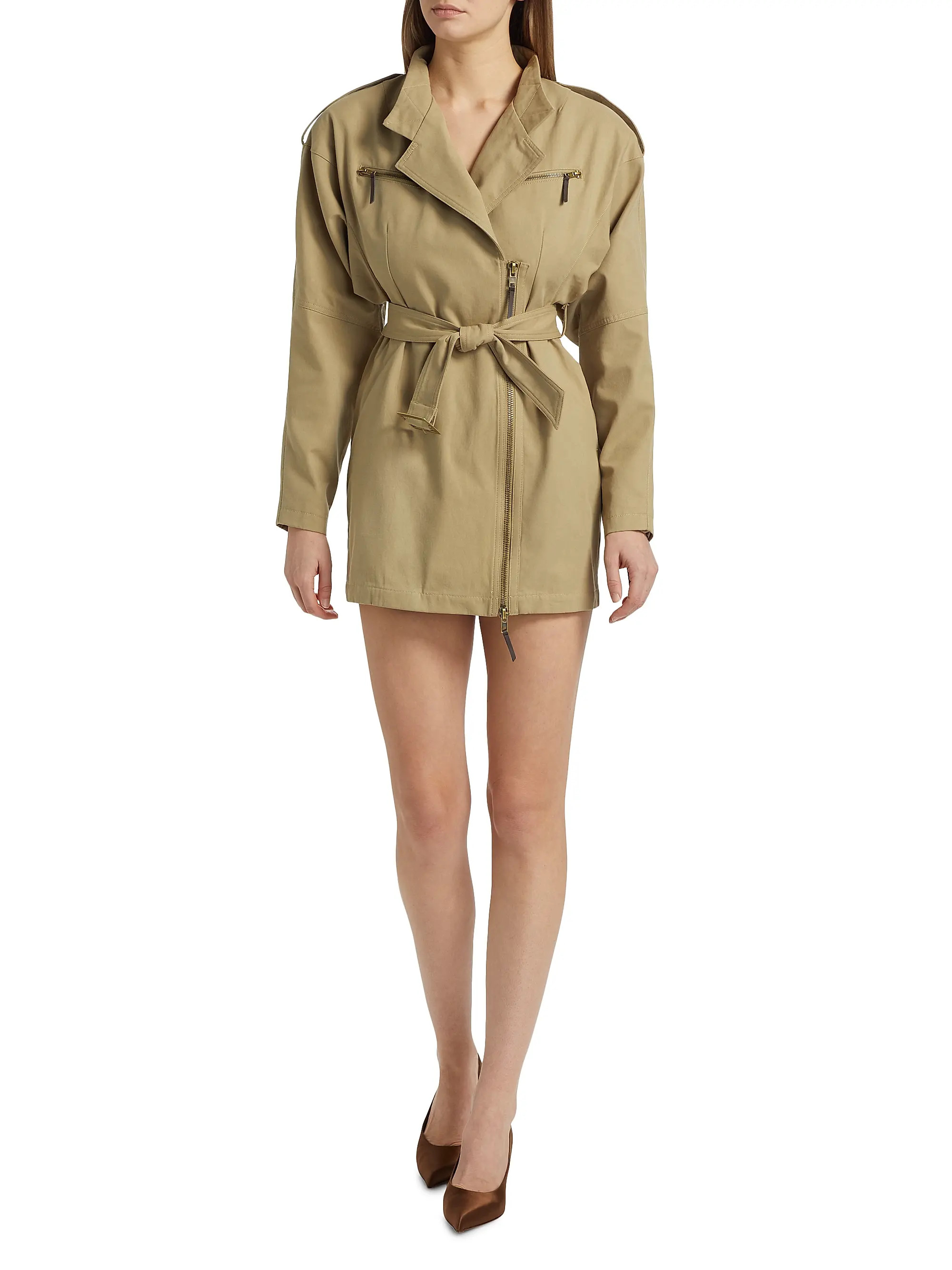 Costura Stretch-Cotton Belted Minidress | Saks Fifth Avenue