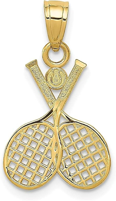 14k Yellow Gold Double Tennis Racquet Charm Necklace Pendant Sport Fine Jewelry For Women Gifts For  | Amazon (US)
