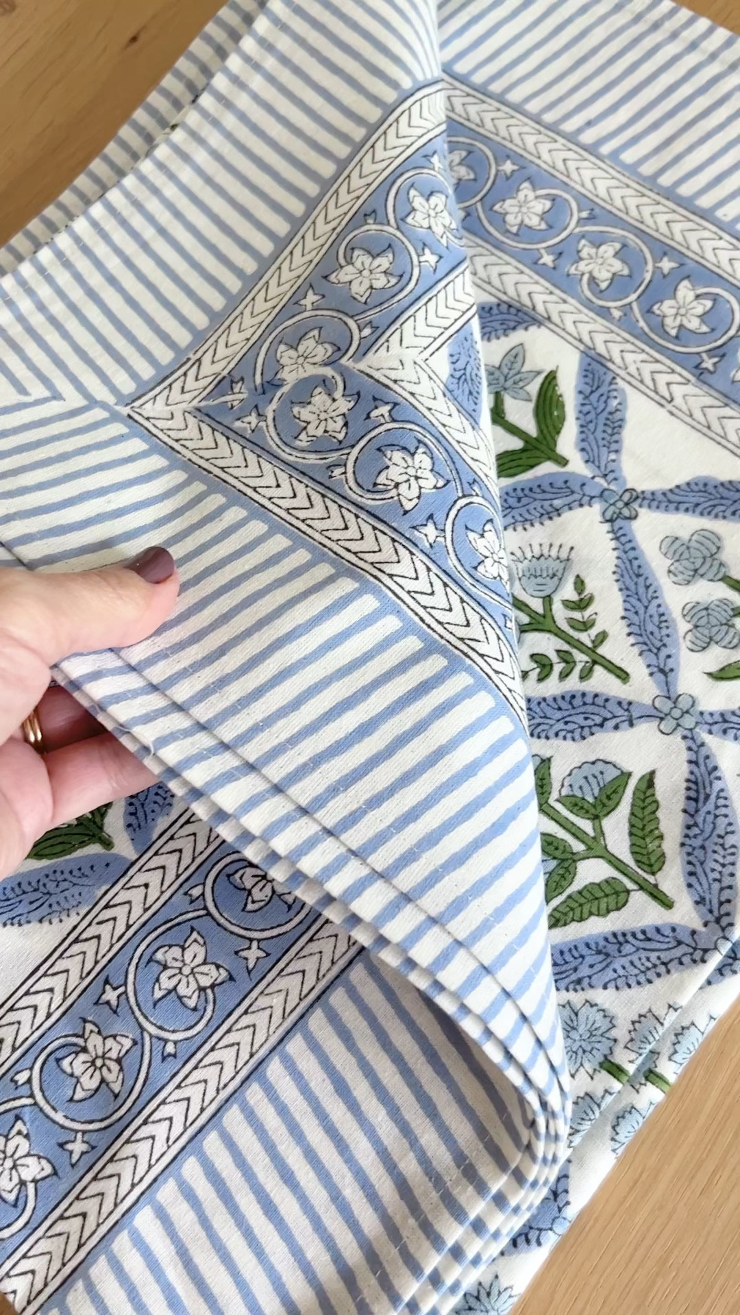 This block print tablecloth is a stunner! Perfect for a spring or summer tablescape!

#LTKVideo 

#LTKSeasonal #LTKFindsUnder100 #LTKHome