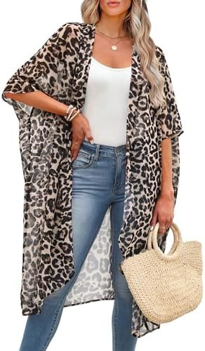 OFEEFAN Kimonos for Women Swimsuit Coverup Beach Casual Loose Cardigans for Swimwear | Amazon (US)