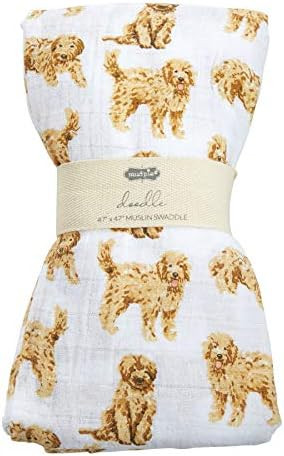 Mud Pie Muslin Golden Doodle Dog Print Baby Swaddle Blanket, 47" x 47" | Amazon (US)