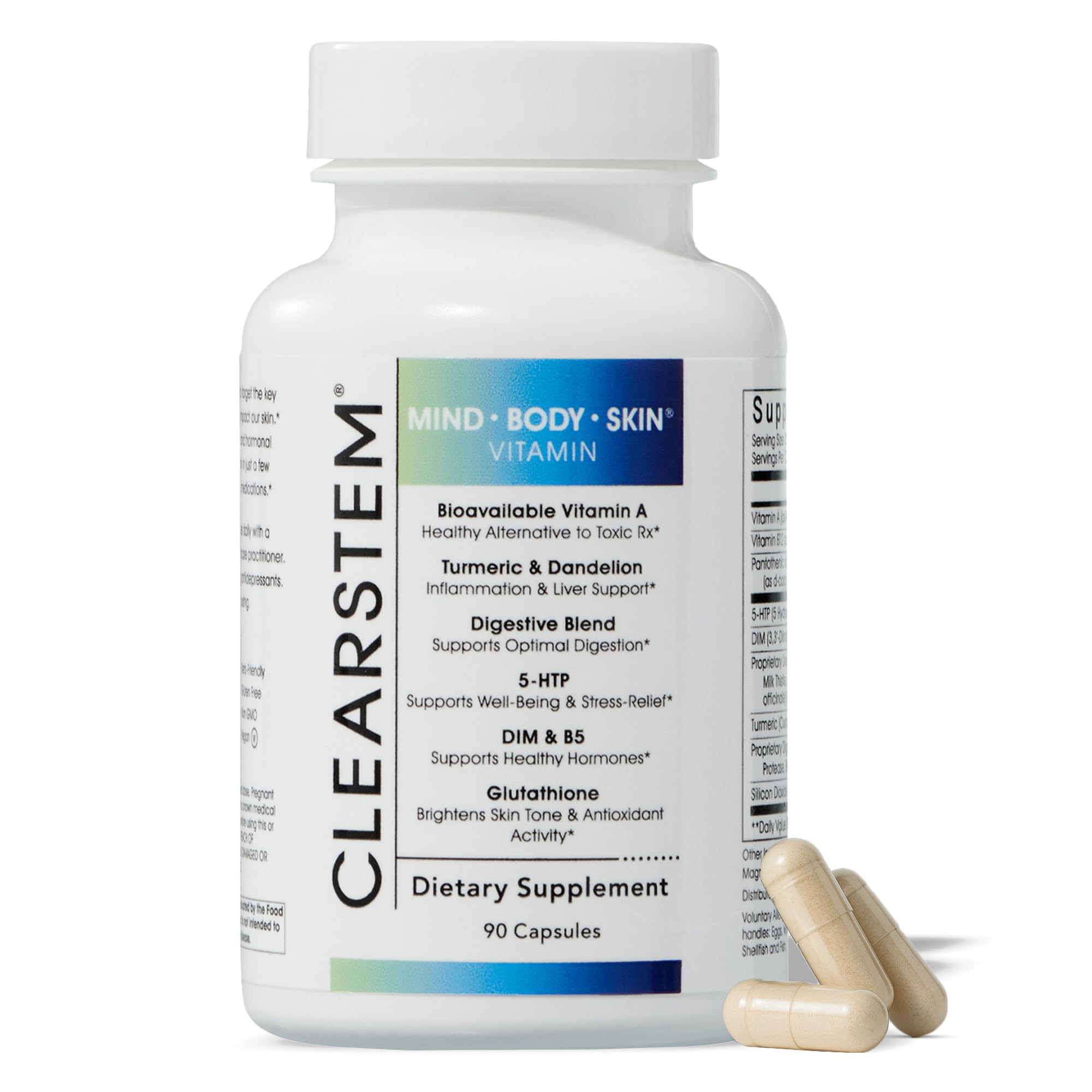 CLEARSTEM - MINDBODYSKIN Hormonal Acne Supplement (5-HTP) - Natural DIM Supplement - Skin Care Vi... | Amazon (US)