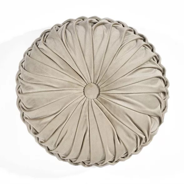 15" Pleated Round Throw Pillow Ivory - Lush Décor | Target