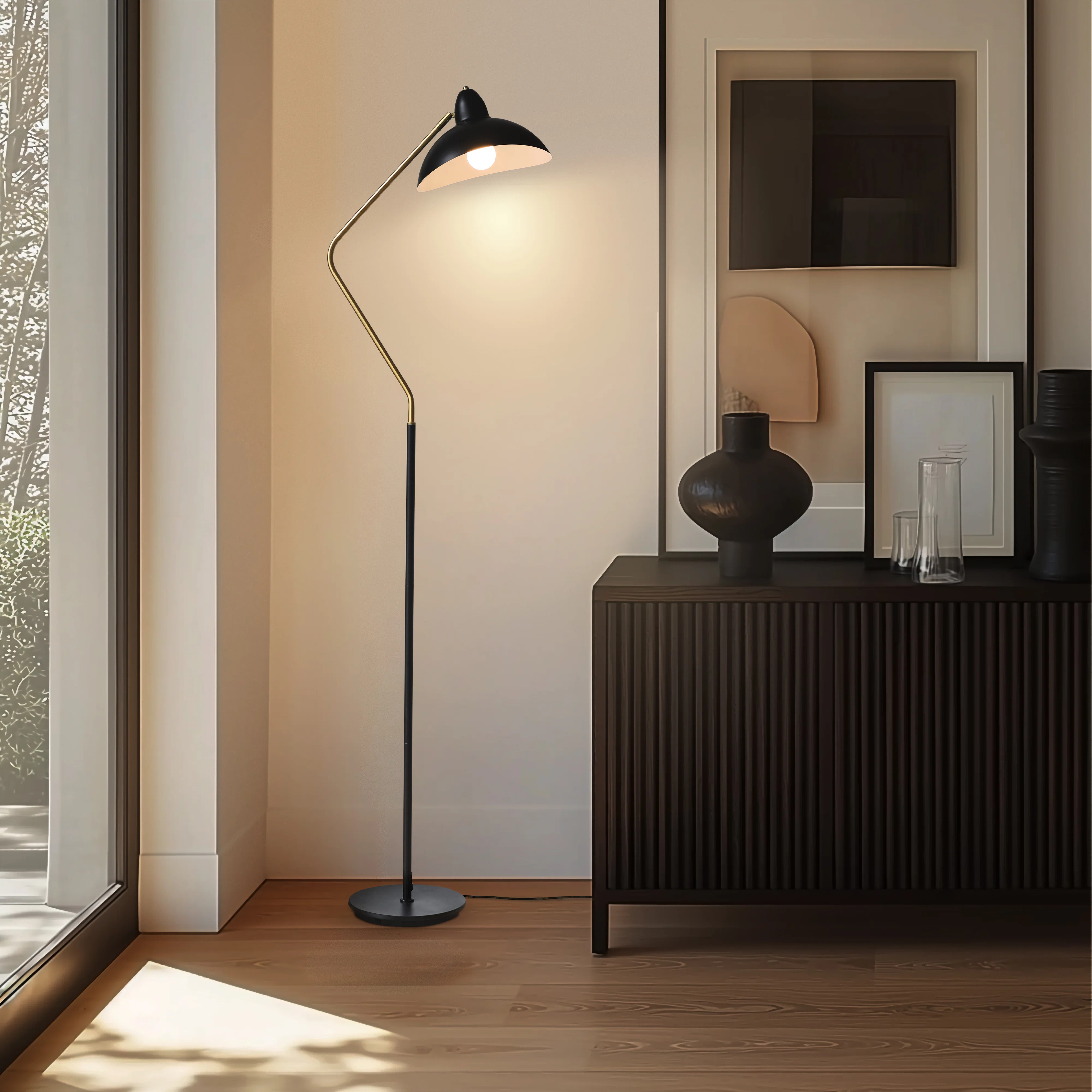 Brightech Swoop 69 in. Modern Adjustable LED Floor Lamp with Metal Bowl Shade & Reviews | Wayfair | Wayfair North America