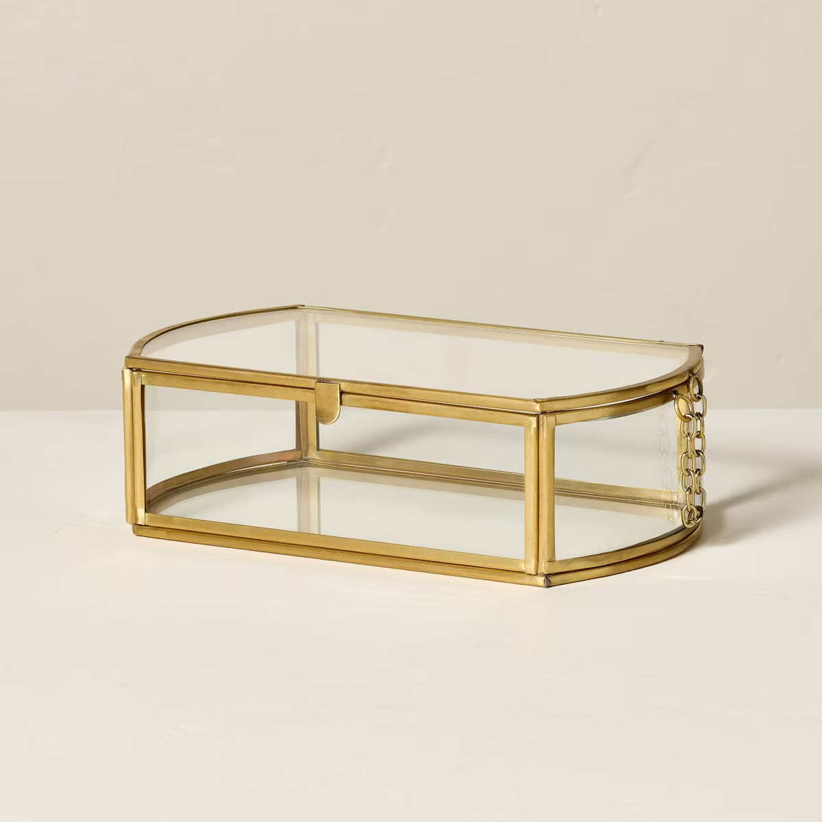 Decorative Glass and Brass Storage Box Antique Finish - Hearth & Hand™ with Magnolia | Target