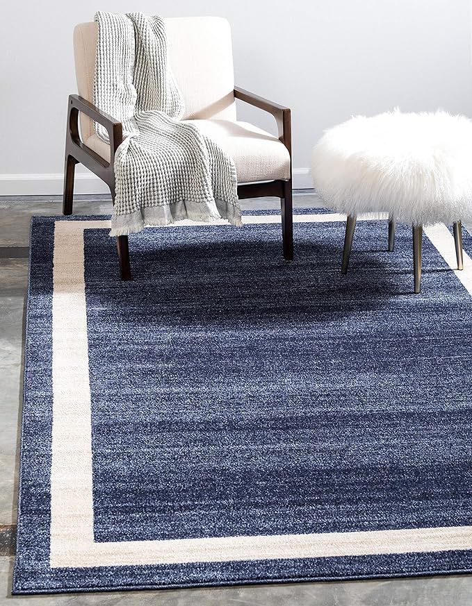 Unique Loom Del Mar Collection Contemporary Transitional Navy Blue Area Rug (3' 3 x 5' 3) | Amazon (US)