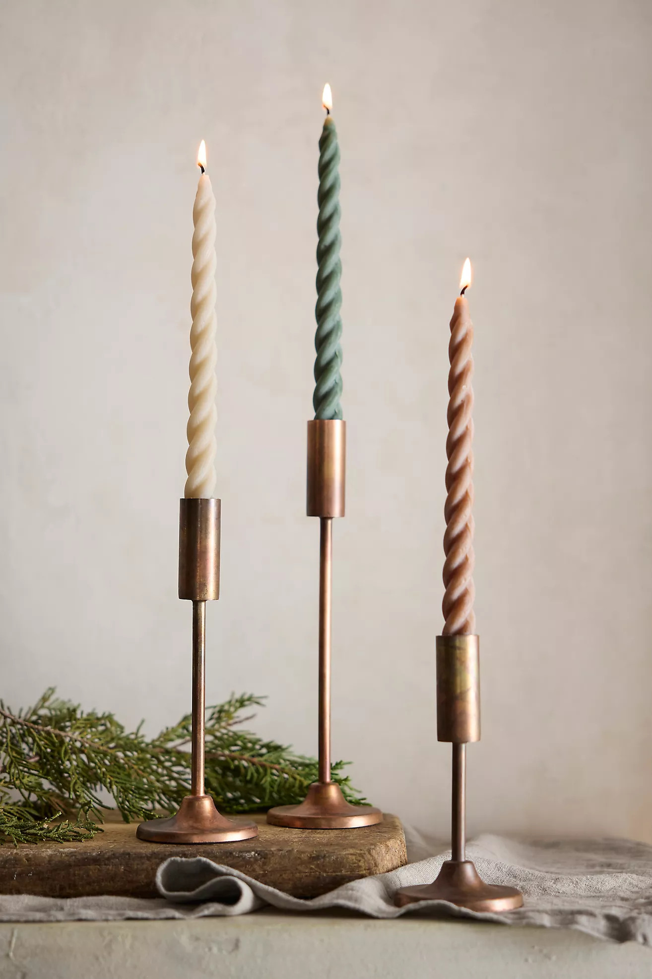 Twisty Taper Candles, Set of 3 Forest Mix | Anthropologie (US)