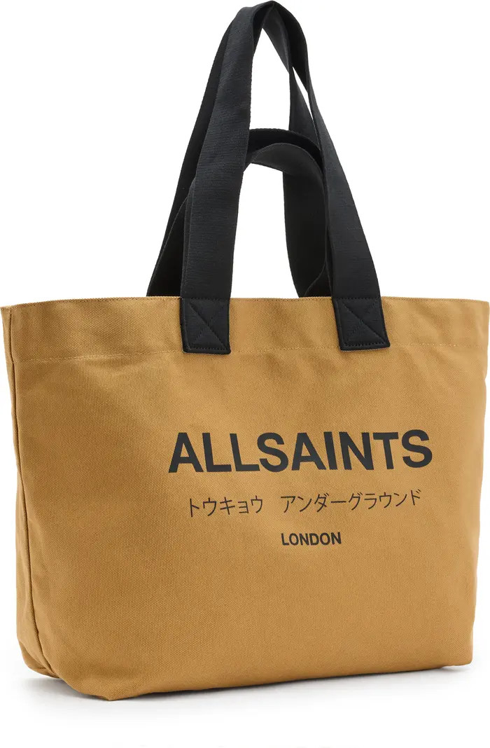 AllSaints Ali Logo Cotton Canvas East/West Tote | Nordstrom | Nordstrom