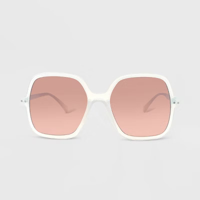Women's Plastic Square Sunglasses - Wild Fable™ Off-White | Target