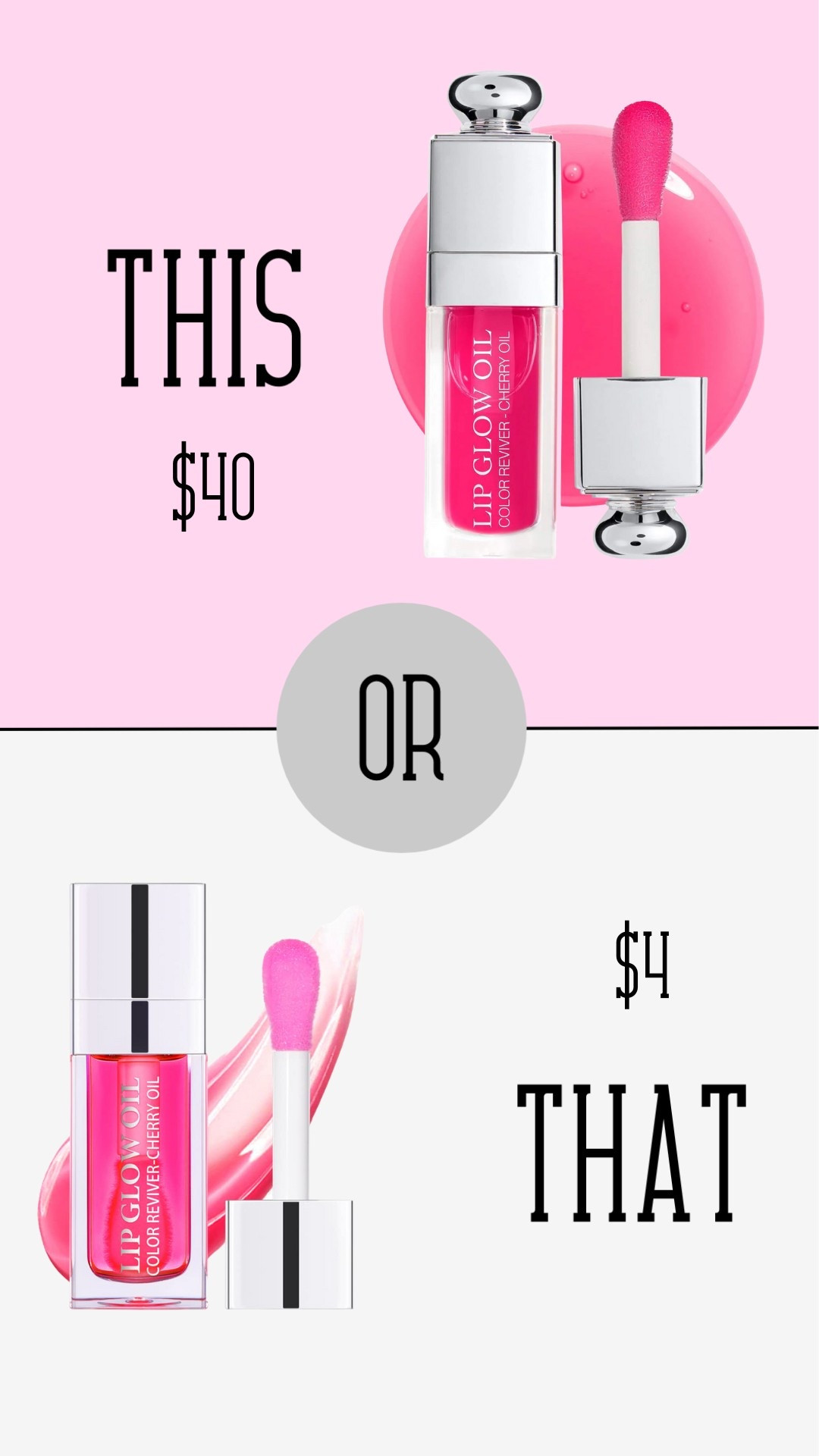 One of my favorite lip glosses can be found on Amazon for $4! It gives a juicy look to the lips and comes in a variety of pretty tints that look great alone or over lipstick or liner. 

I decided to splurge on the “real thing” it’s based off of, the Dior lip oil. The Dior version was great, a little less thick, a little more of an oil rather than a gloss consistency, but you can BARELY tell a difference on the lips! They look the same on! (And despite some small differences, feel pretty much the same too.) I took pictures with each one on, but the pictures look completely identical, so 🤷🏼‍♀️.

Either is great, but for me this is a no brainer save rather than splurge. 

#LTKStyleTip #LTKBeauty #LTKFindsUnder50
