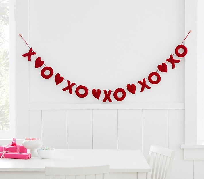 Felted Wool Xo Garland With Card Clips | Pottery Barn Kids | Pottery Barn Kids